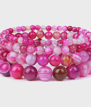 Handgemaakte Natuursteen Armbanden - Onyx & Agate Kralen - Yoga & Reiki Energie - Unisex 19cm