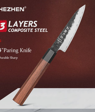 HEZHEN Keukenmes Set 4-delig - 3-laags Composiet Staal, Santoku & Nakiri