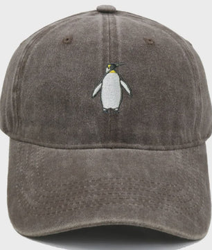 Vintage Pinguïn Cap - Unisex Baseballpet met Gebogen Vizier