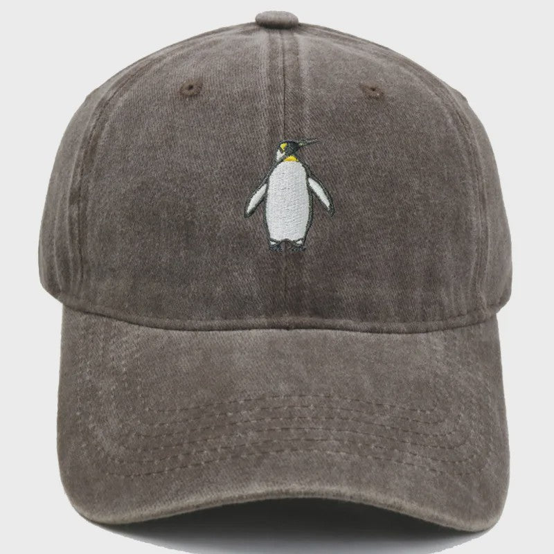 Vintage Pinguïn Cap - Unisex Baseballpet met Gebogen Vizier