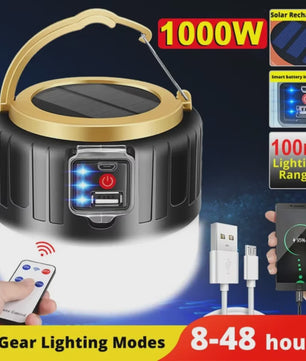 Draagbare Solar LED Camping Lantaarn met USB Opladen & Afstandsbediening