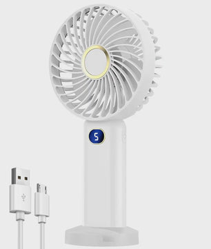 Draagbare Handventilator met Digitale Display en 5 Snelheden, USB Oplaadbaar