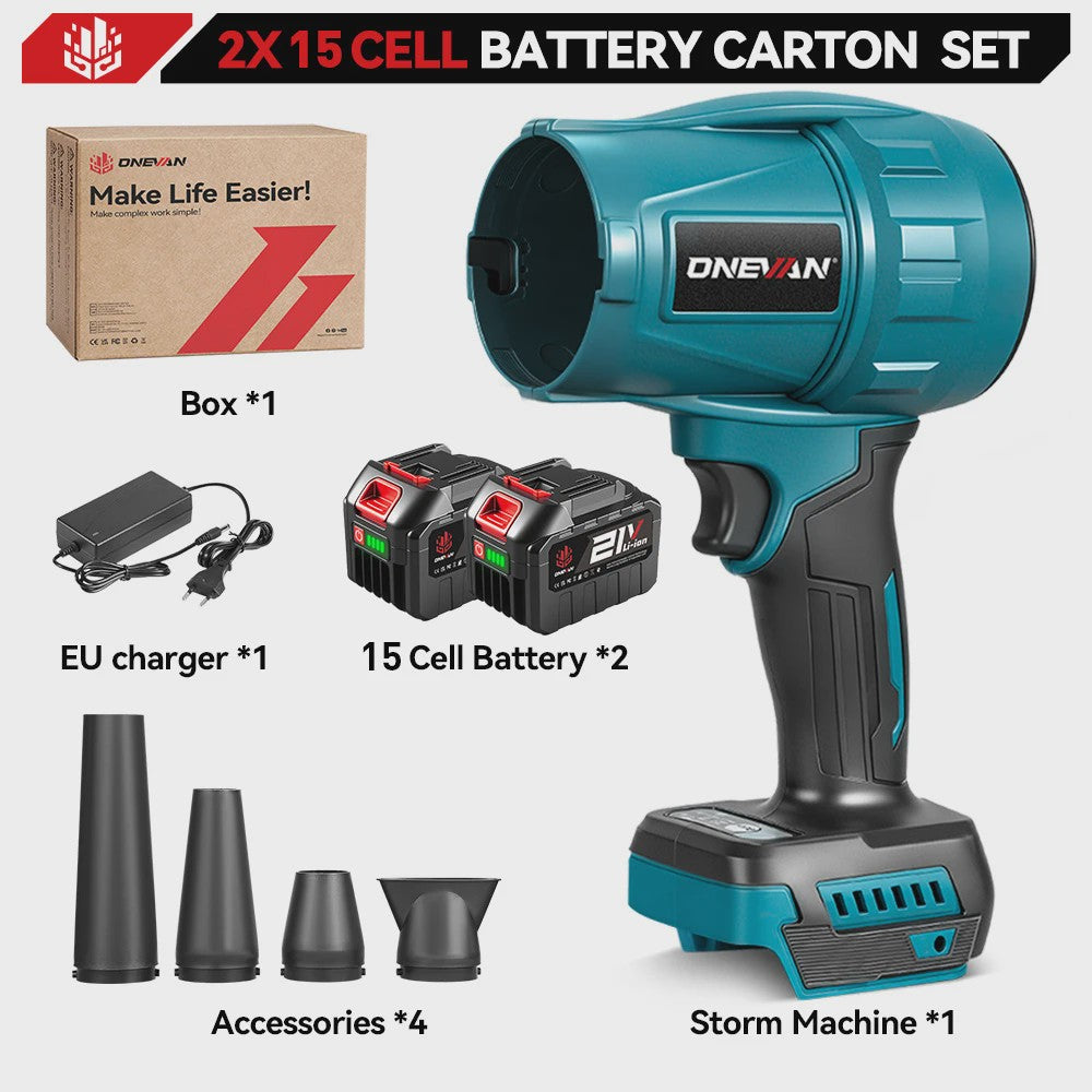 ONEVAN 3500W Krachtige Accu Bladblazer & Stofzuiger - 350M/S - Borstelloze Motor - Compatibel met Makita 18V