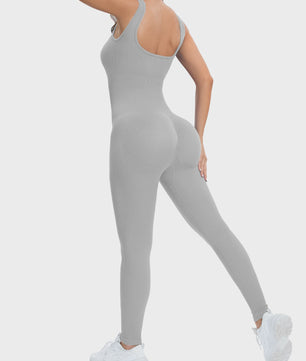 Dames Shapewear Jumpsuit met Ingebouwde BH - Bodycon, Vierkante Hals, Mouwloos & Ribbel Design