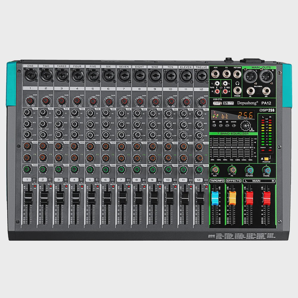 Depusheng PA Serie Audio Mixer Console: 6-16 Kanalen, USB, 48V Phantom Power & 256 DSP Effecten