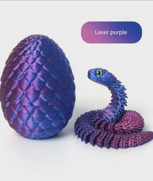 Flexibele Cobra Slang & Ei Statue - 3D Geprint Decoratie Ornament