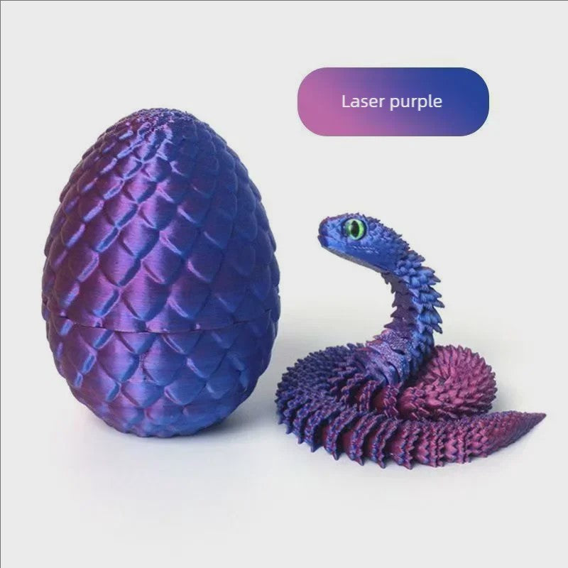 Flexibele Cobra Slang & Ei Statue - 3D Geprint Decoratie Ornament