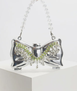 Luxe Strik Handtas van Metaal met Ketting - Speelse Crossbody Tas