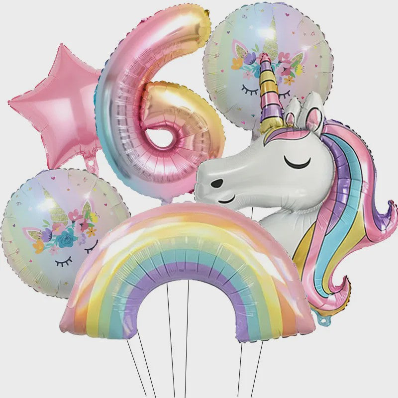 Regenboog Eenhoorn Folieballon Set - 32 Inch Gegradueerde Cijferballon voor Feestjes