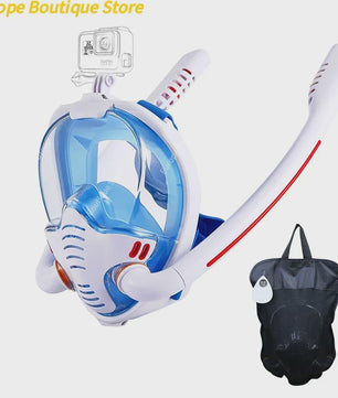 Volledig Gelaats snorkelmasker met Dubbele Buizen - 180° Panoramisch, Anti-condens & Dry Top Systeem