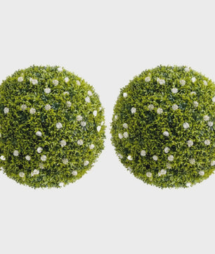 Kunst Buxusbollen met 11 Witte Bloesems - Decoratieve Tuin- en Huisdecoratie