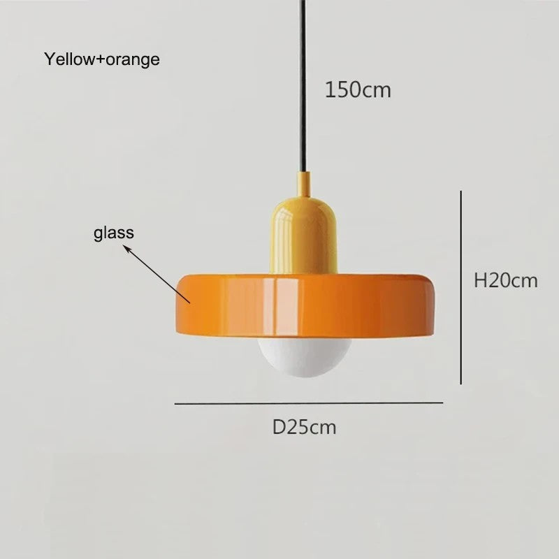 Nordic Bauhaus Hanglamp - Retro Glas & Kleurrijke Kap voor Woonkamer, Eetkamer, Bar