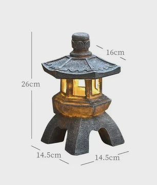 Chinese Pagode Solar Tuinlamp - Zen Stijl Steen Lantaarn voor Buiten
