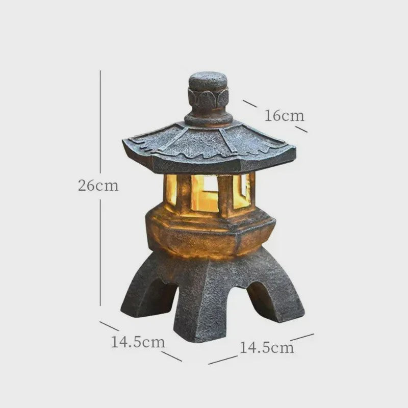 Chinese Pagode Solar Tuinlamp - Zen Stijl Steen Lantaarn voor Buiten