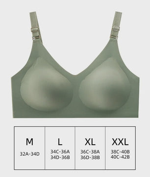 Comfortabele Naadloze Dames Bh - Zacht, Draadloos & Push-Up Effect met Diepe V-hals - Jelly Kleuren