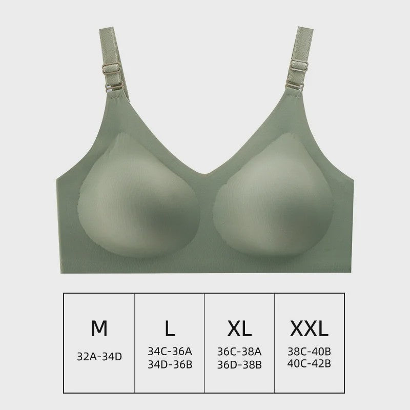 Comfortabele Naadloze Dames Bh - Zacht, Draadloos & Push-Up Effect met Diepe V-hals - Jelly Kleuren