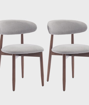Set van 2 Beige Eetkamerstoelen - Scandinavische Stijl, Modern & Gestoffeerd met Houten Poten