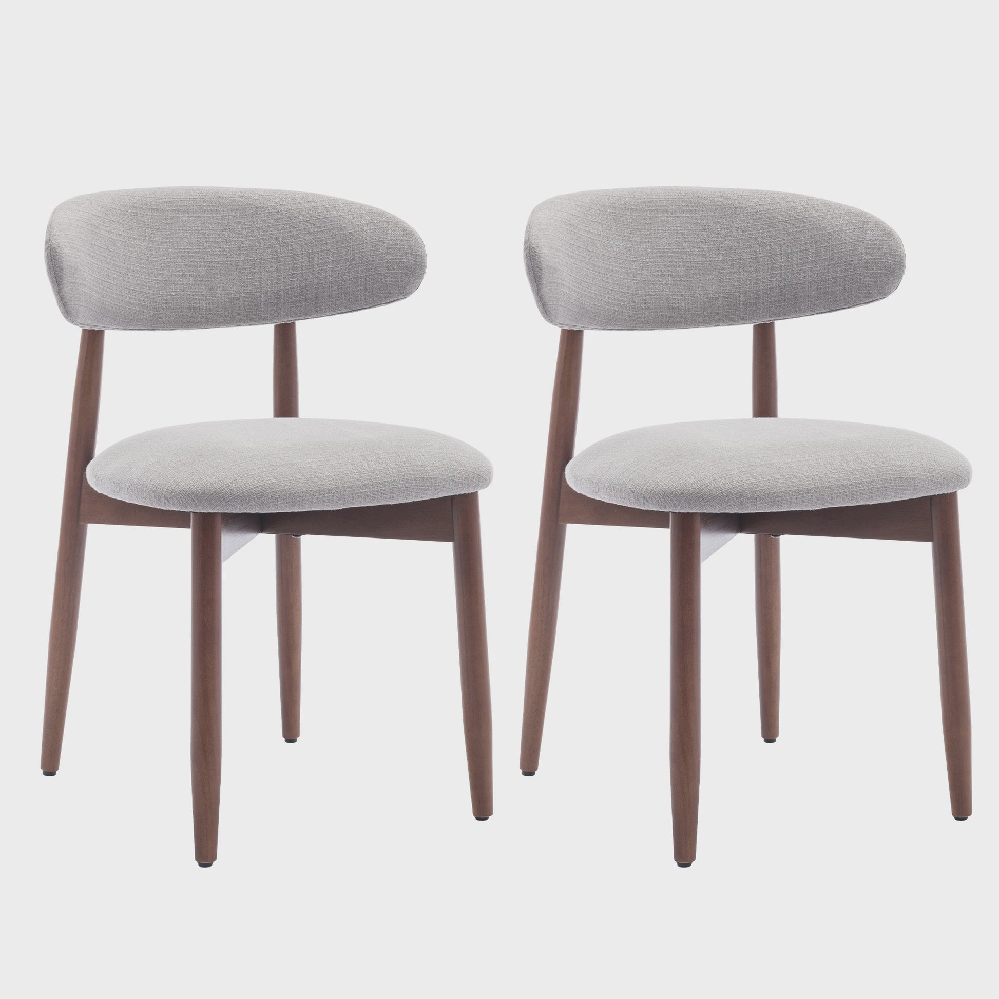 Set van 2 Beige Eetkamerstoelen - Scandinavische Stijl, Modern & Gestoffeerd met Houten Poten