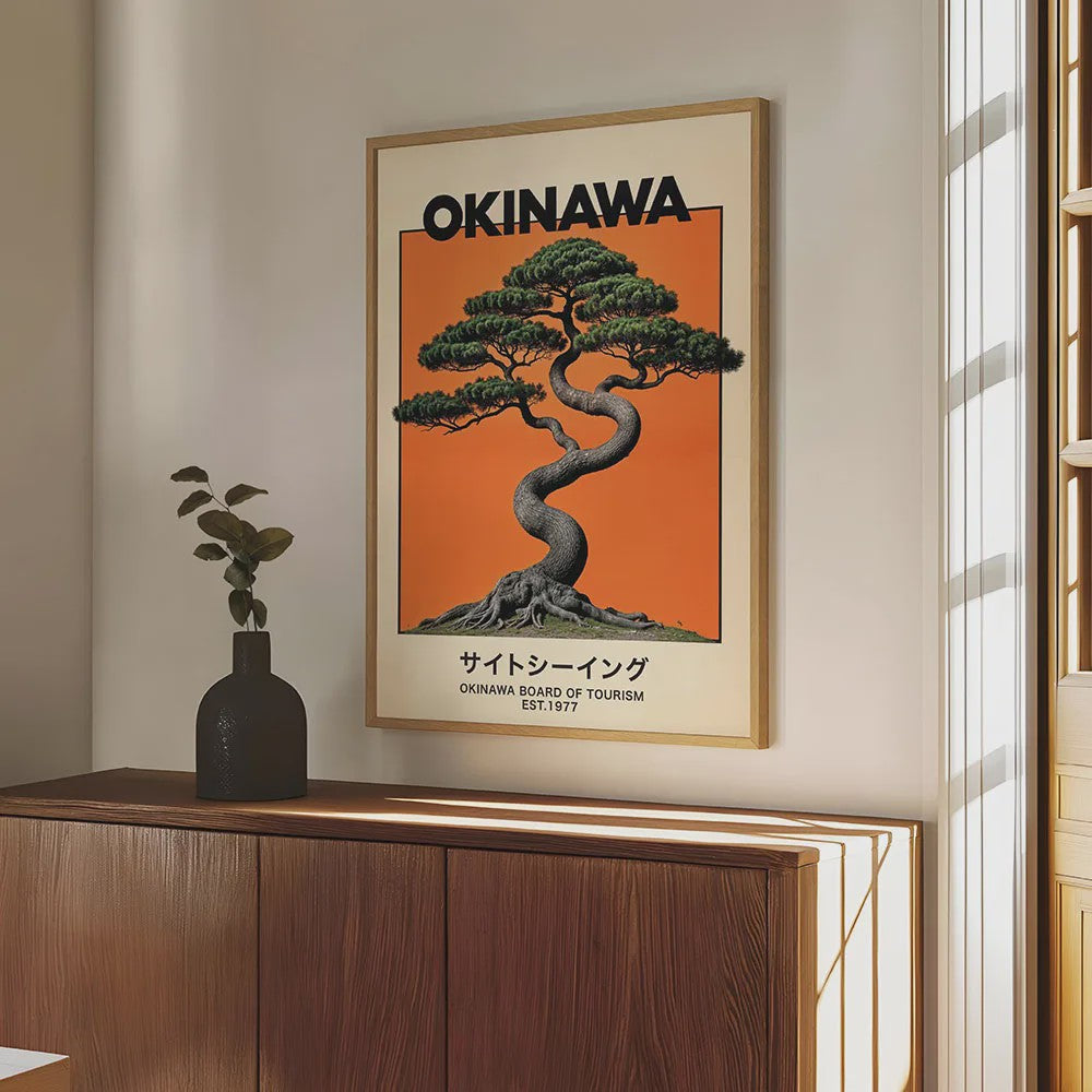 Japanse Koi Vis & Okinawa Vintage Poster - Japandi Wanddecoratie