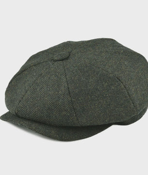 Stijlvolle Heren Herringbone Tweed Flat Cap - Britse Retro Newsboy Pet