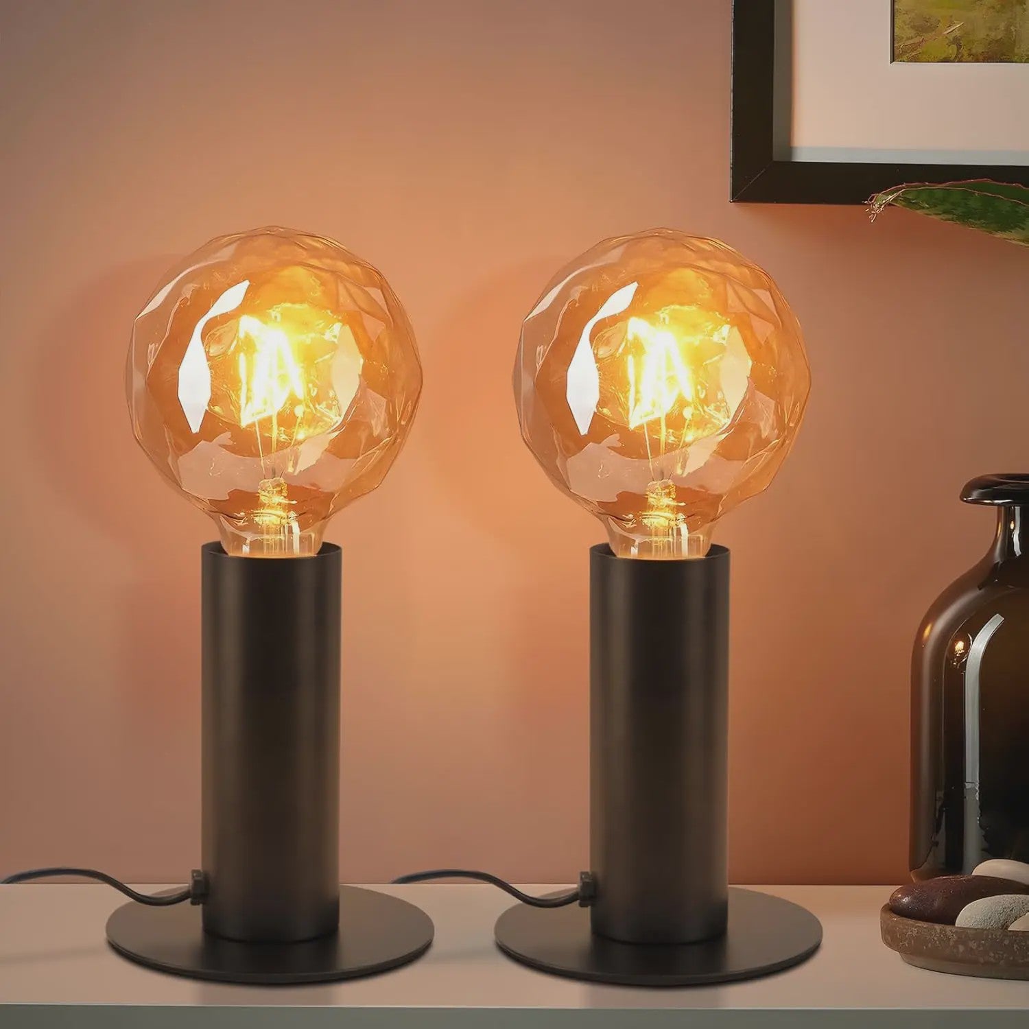 Vintage Zwarte Tafellamp E27 - Retro Sfeerlicht voor Slaapkamer & Woonkamer