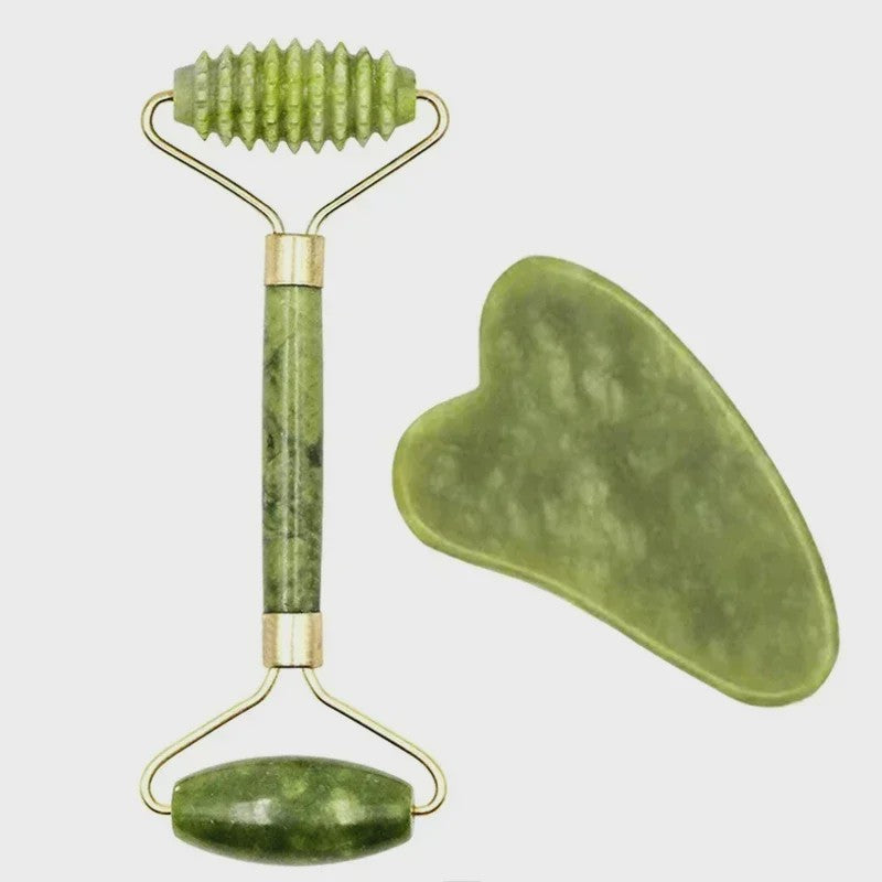 Natuurlijke Jade Roller & Gua Sha Set - Gezichts- en Lichaamsmassage voor Ontspanning en Lifting