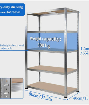 Robuuste 5-laags Metalen Stellingkast - 500kg Draagvermogen - Boutloos & Verstelbaar