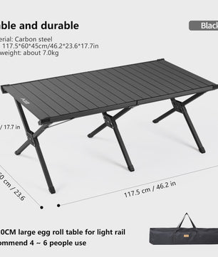 Opvouwbare Camping Tafel 'Egg Roll' - Draagbaar Carbon Staal met Draagtas voor Picknick & BBQ