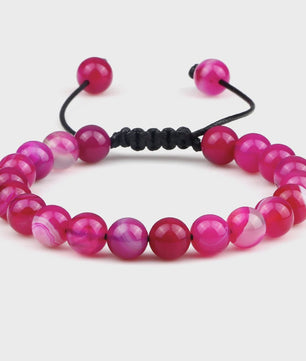 Verstelbare Natuursteen Armband - 8mm Agate & Onyx Kralen voor Mannen en Vrouwen