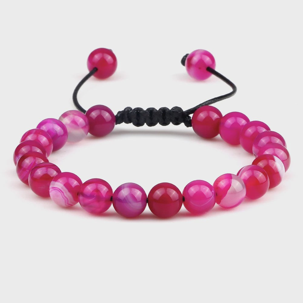 Verstelbare Natuursteen Armband - 8mm Agate & Onyx Kralen voor Mannen en Vrouwen