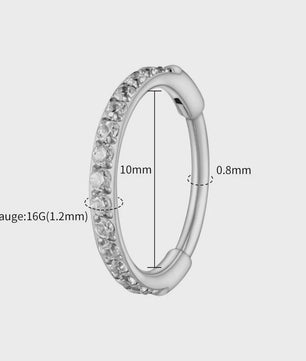 Chique Titanium Huggie Hoop Oorbel met Zirkonia - 16G Piercing Sieraden