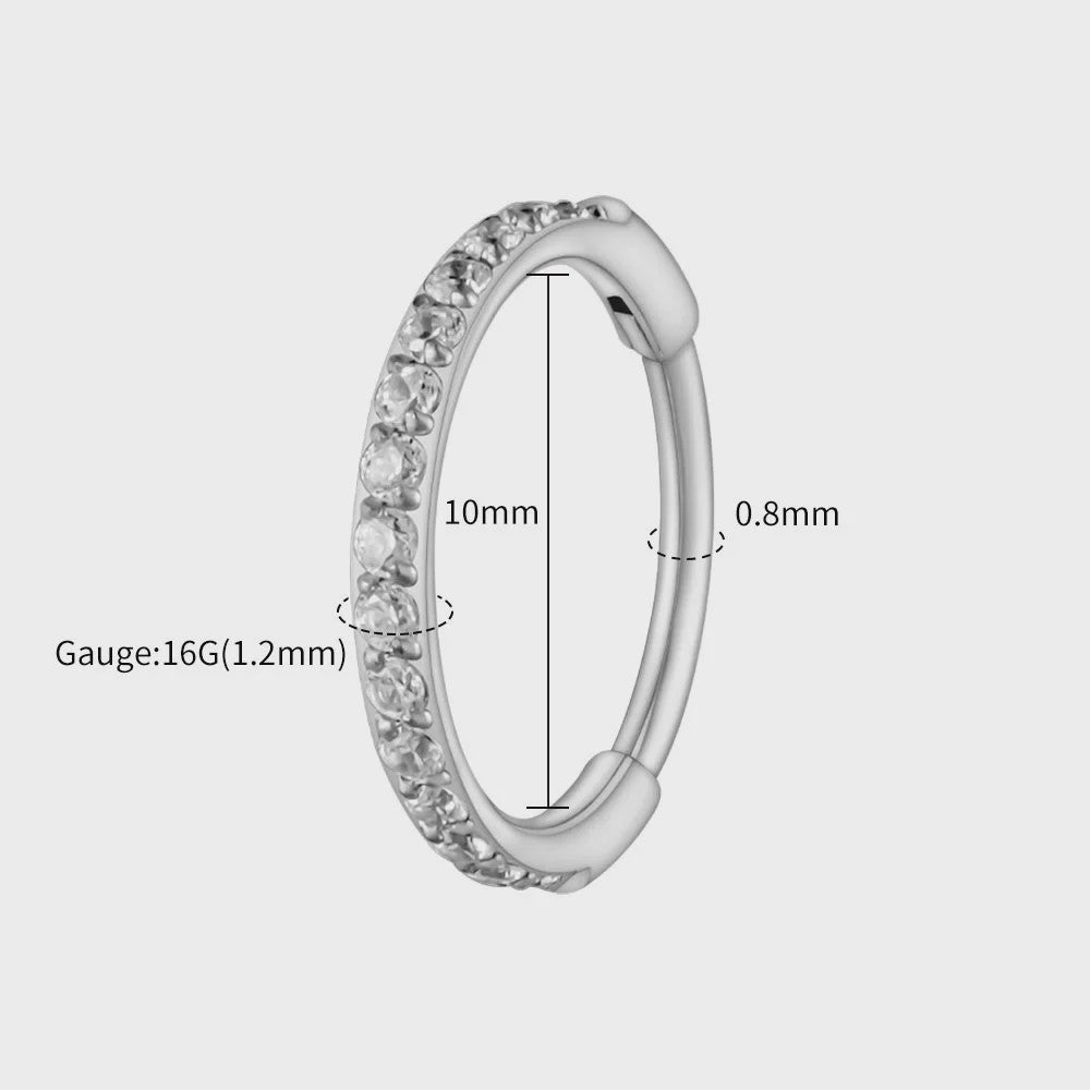 Chique Titanium Huggie Hoop Oorbel met Zirkonia - 16G Piercing Sieraden