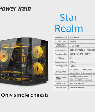 Power Train Star Realm PC Behuizing: Panoramisch Glas & 240mm Waterkoeling