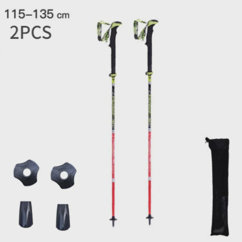Pioneer Ultralichte Carbon Trekkingstokken - Opvouwbaar & Snel Sluitend (115-135cm)