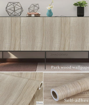 Waterdicht Vinyl Houtnerf Behang 55cm - Zelfklevend Decoratie voor Meubels