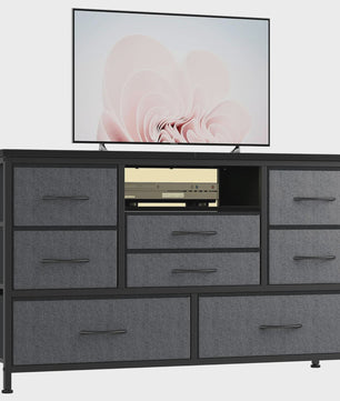Industriële TV Meubel met 8 Lades, USB Laadstation & EU Stopcontacten - Sfeervolle Woonkamer Opbergkast
