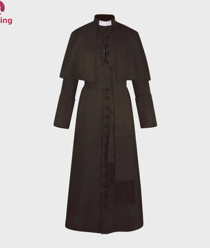 Middeleeuwse Priesterlijke Cassock Robe met Kruis & Accessoires - Retro Religieus Kostuum