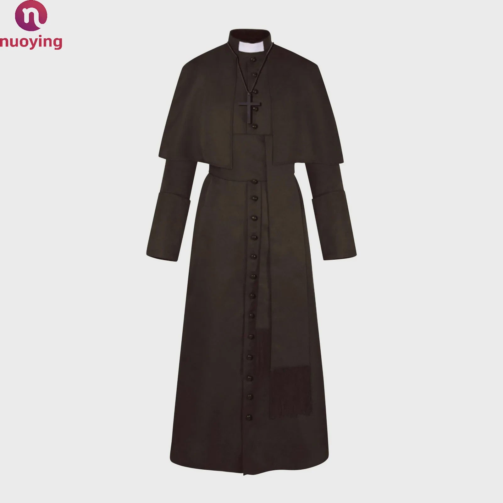 Middeleeuwse Priesterlijke Cassock Robe met Kruis & Accessoires - Retro Religieus Kostuum