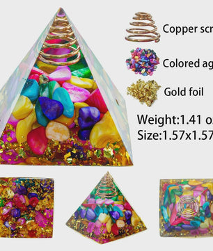 Orgonite Kristal Piramide - Energie & Meditatie Tool - Amethist & Kwarts Decoratie