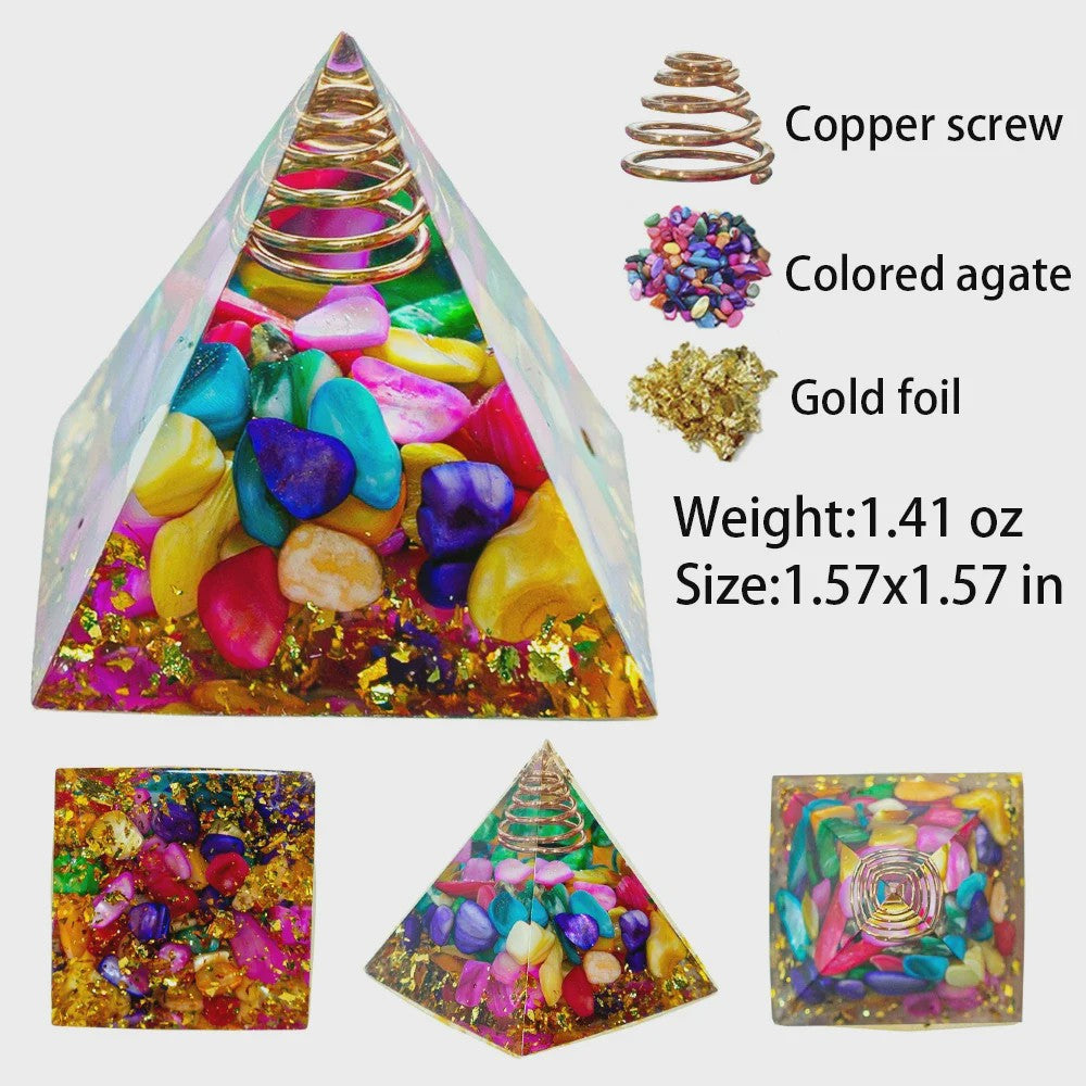 Orgonite Kristal Piramide - Energie & Meditatie Tool - Amethist & Kwarts Decoratie