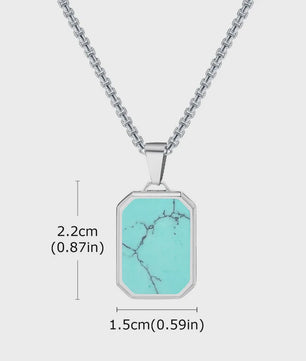 Vnox Heren Turquoise Hanger Ketting - RVS Boxketting, Vintage Stijl