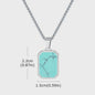 Vnox Heren Turquoise Hanger Ketting - RVS Boxketting, Vintage Stijl
