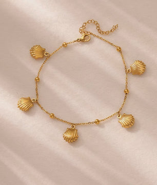 Gouden Anklet met Kralen en Bedels - Roestvrij Staal - Zomerse Strandjuwelen