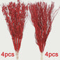 8x Glitter Bessen Takken - Kerstdecoratie & Feestaccessoires