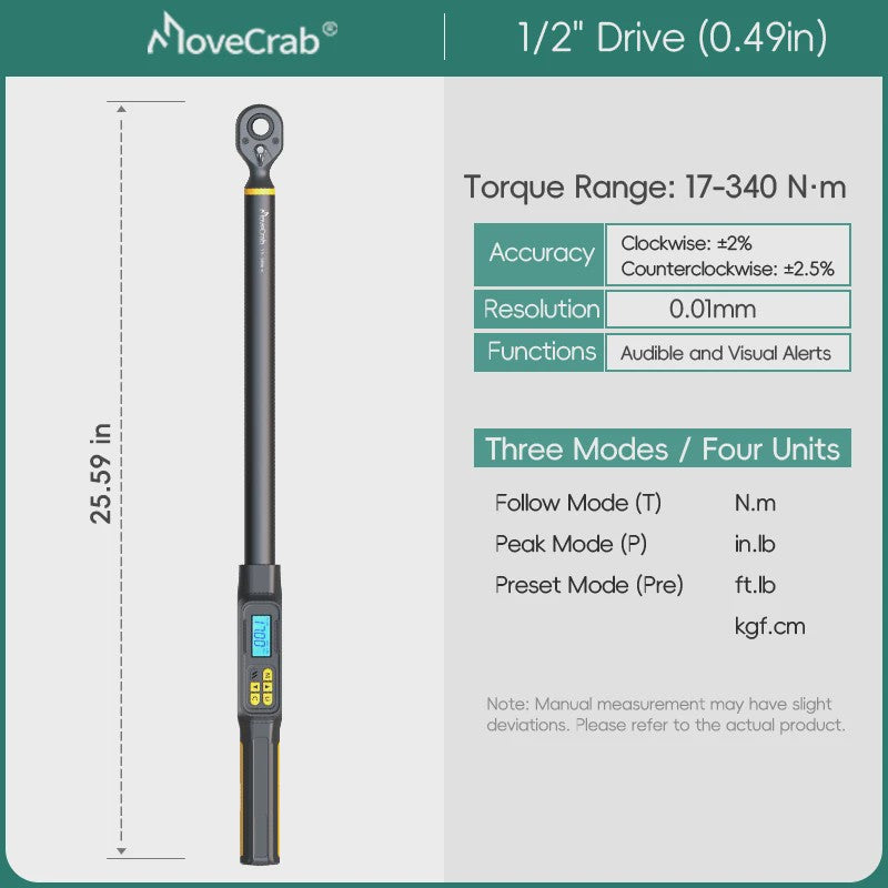 Digitale Momentsleutel MOVECRAB 1-340 Nm met LED/Zoemer Alarm & Hoge Precisie