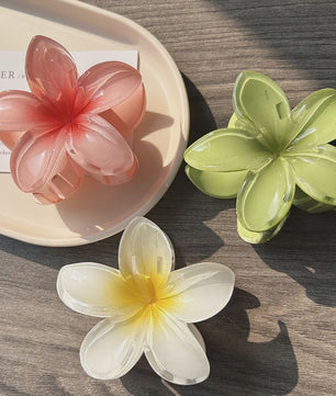 3x Grote Boho Bloemen Haarclips Acryl - Gradient Kleuren & Hawaii Stijl Haaraccessoires voor Dames