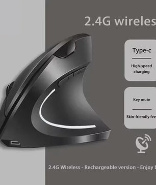 Ergonomische Verticale Draadloze Muis - Oplaadbaar, 2.4Ghz & Bluetooth, Instelbare DPI
