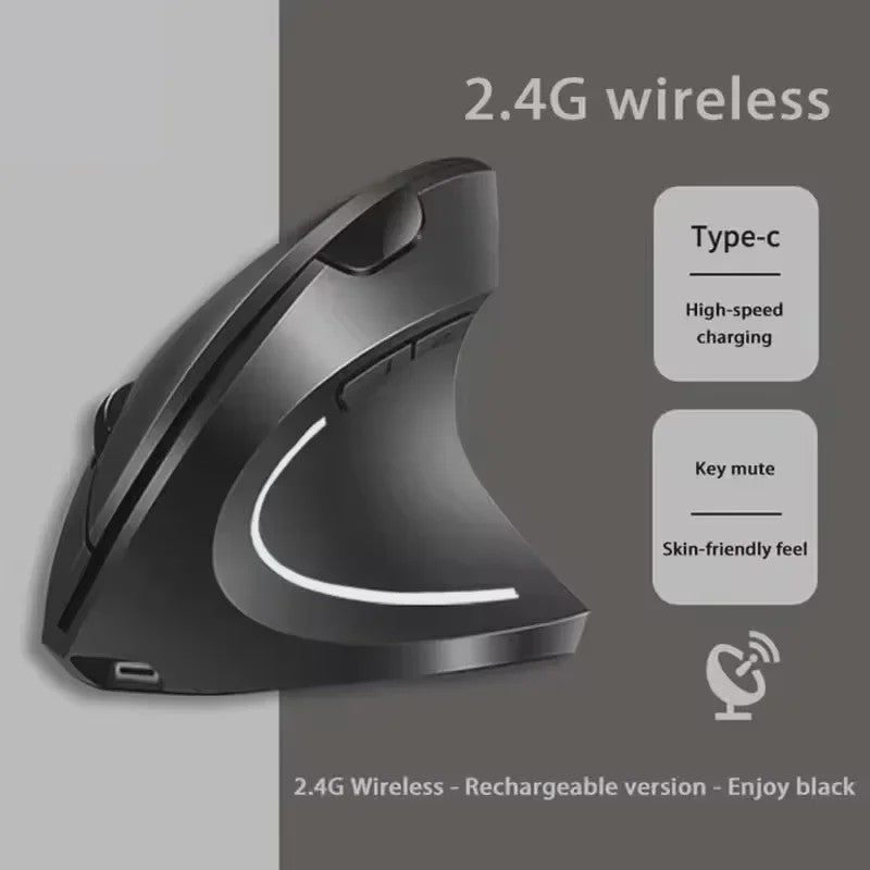 Ergonomische Verticale Draadloze Muis - Oplaadbaar, 2.4Ghz & Bluetooth, Instelbare DPI