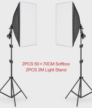 Professionele Softbox Verlichtingskit 50x70cm met E27 Lampen en Statief - Fotostudio Apparatuur