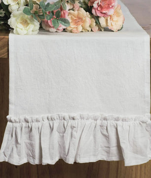 Oranje Katoenen Tafel Runner met Ruches - Feestelijke Decoratie voor Elke Gelegenheid